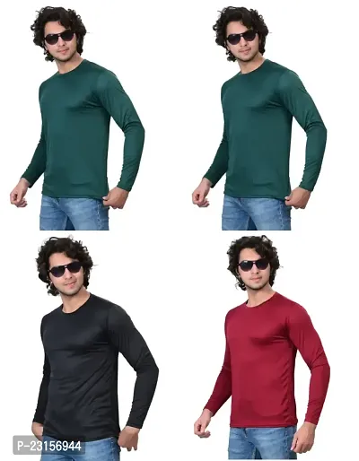 Stylish Fancy Polycotton Solid Round Neck T-Shirts For Men Pack Of 4-thumb3