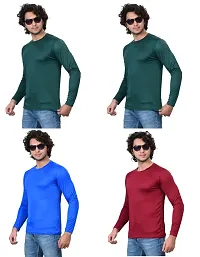 Stylish Fancy Polycotton Solid Round Neck T-Shirts For Men Pack Of 4-thumb2