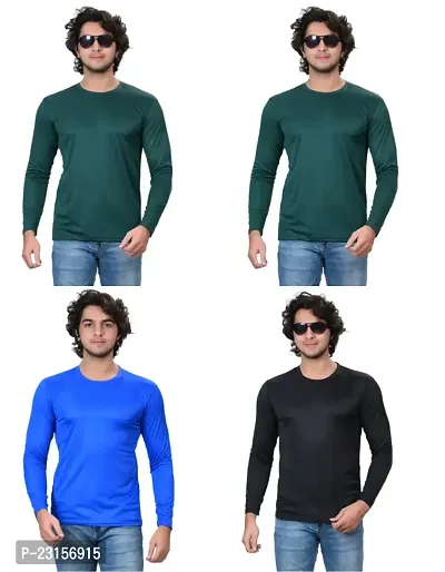 Stylish Fancy Polycotton Solid Round Neck T-Shirts For Men Pack Of 4