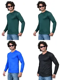 Stylish Fancy Polycotton Solid Round Neck T-Shirts For Men Pack Of 4-thumb2