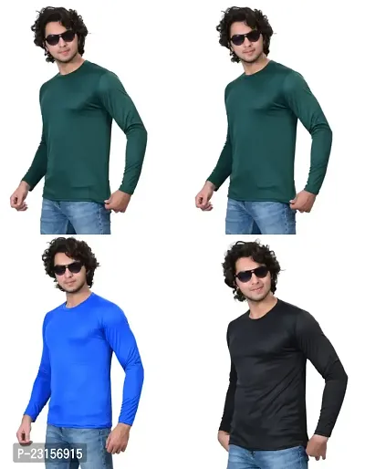 Stylish Fancy Polycotton Solid Round Neck T-Shirts For Men Pack Of 4-thumb3