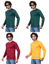 Stylish Fancy Polycotton Solid Round Neck T-Shirts For Men Pack Of 4-thumb2