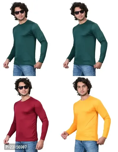 Stylish Fancy Polycotton Solid Round Neck T-Shirts For Men Pack Of 4-thumb3