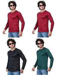 Stylish Fancy Polycotton Solid Round Neck T-Shirts For Men Pack Of 4-thumb2