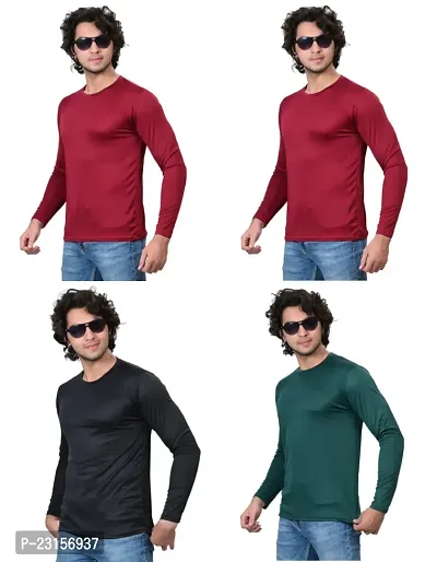 Stylish Fancy Polycotton Solid Round Neck T-Shirts For Men Pack Of 4-thumb3