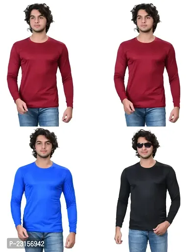 Stylish Fancy Polycotton Solid Round Neck T-Shirts For Men Pack Of 4