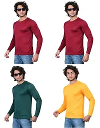 Stylish Fancy Polycotton Solid Round Neck T-Shirts For Men Pack Of 4-thumb2