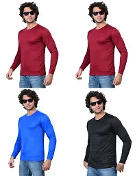 Stylish Fancy Polycotton Solid Round Neck T-Shirts For Men Pack Of 4-thumb2