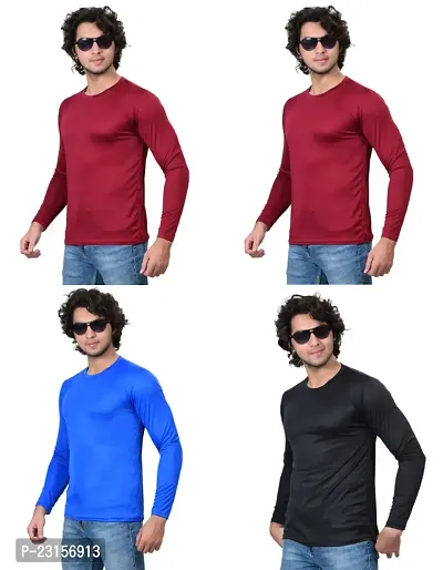 Stylish Fancy Polycotton Solid Round Neck T-Shirts For Men Pack Of 4-thumb3