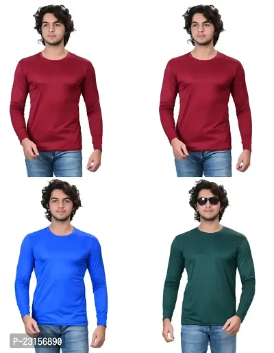 Stylish Fancy Polycotton Solid Round Neck T-Shirts For Men Pack Of 4-thumb0