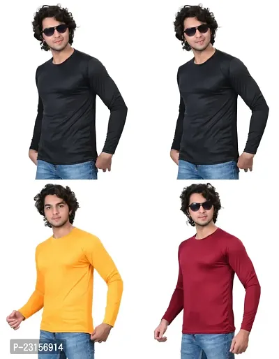 Stylish Fancy Polycotton Solid Round Neck T-Shirts For Men Pack Of 4-thumb3