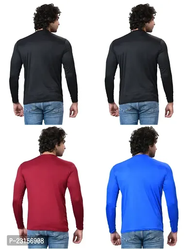 Stylish Fancy Polycotton Solid Round Neck T-Shirts For Men Pack Of 4-thumb3