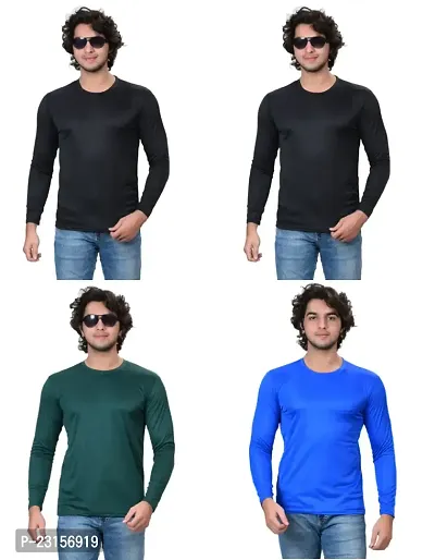 Stylish Fancy Polycotton Solid Round Neck T-Shirts For Men Pack Of 4-thumb0