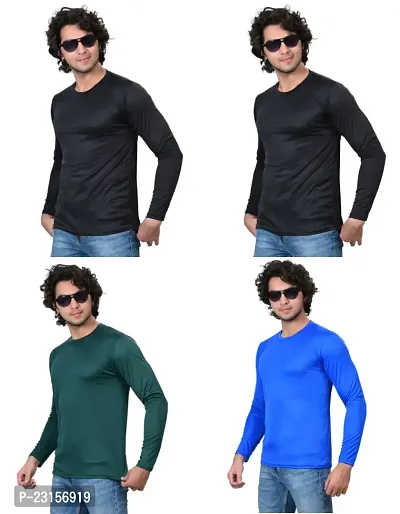 Stylish Fancy Polycotton Solid Round Neck T-Shirts For Men Pack Of 4-thumb3