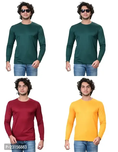 Stylish Fancy Polycotton Solid Round Neck T-Shirts For Men Pack Of 4