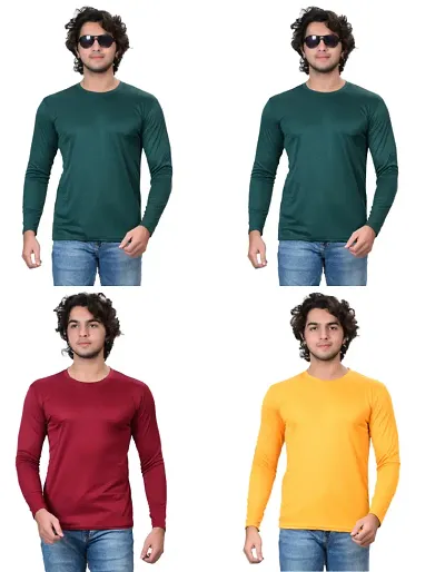 Fancy Polycotton Solid Round Neck T-Shirt For Men Pack Of 4