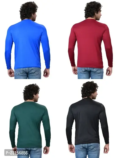 Stylish Fancy Polycotton Solid Round Neck T-Shirts For Men Pack Of 4-thumb2