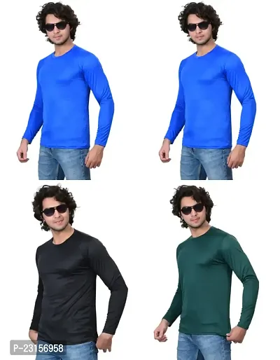 Stylish Fancy Polycotton Solid Round Neck T-Shirts For Men Pack Of 4-thumb2