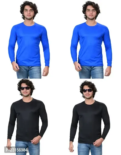 Stylish Fancy Polycotton Solid Round Neck T-Shirts For Men Pack Of 4-thumb0