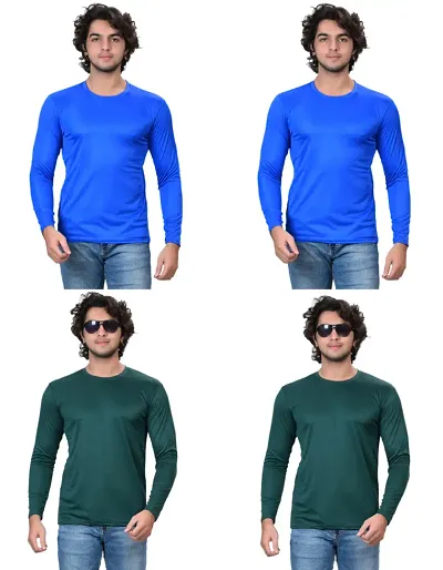 Stylish Fancy Polycotton Solid Round Neck T-Shirts For Men Pack Of 4