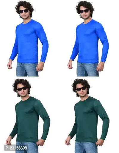 Stylish Fancy Polycotton Solid Round Neck T-Shirts For Men Pack Of 4-thumb2