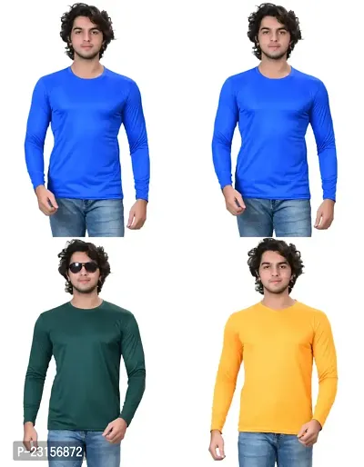 Stylish Fancy Polycotton Solid Round Neck T-Shirts For Men Pack Of 4