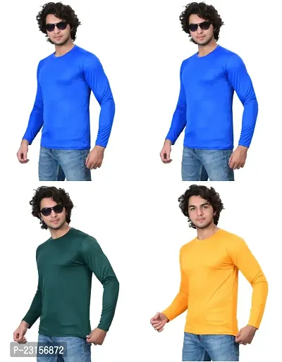 Stylish Fancy Polycotton Solid Round Neck T-Shirts For Men Pack Of 4-thumb2