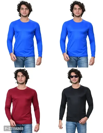 Stylish Fancy Polycotton Solid Round Neck T-Shirts For Men Pack Of 4