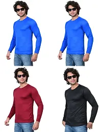 Stylish Fancy Polycotton Solid Round Neck T-Shirts For Men Pack Of 4-thumb1