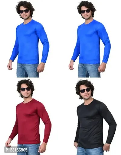 Stylish Fancy Polycotton Solid Round Neck T-Shirts For Men Pack Of 4-thumb2