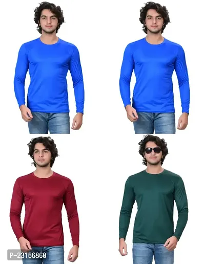 Stylish Fancy Polycotton Solid Round Neck T-Shirts For Men Pack Of 4