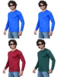 Stylish Fancy Polycotton Solid Round Neck T-Shirts For Men Pack Of 4-thumb1