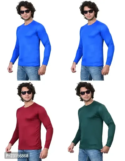 Stylish Fancy Polycotton Solid Round Neck T-Shirts For Men Pack Of 4-thumb2