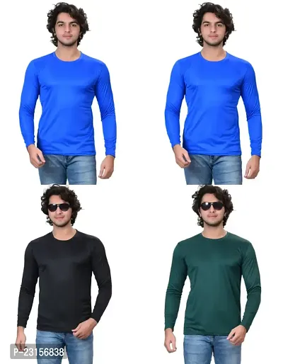 Stylish Fancy Polycotton Solid Round Neck T-Shirts For Men Pack Of 4