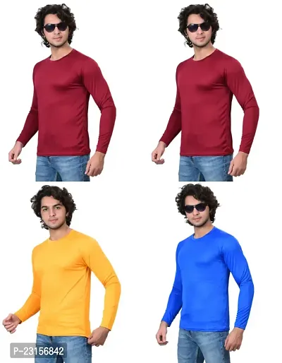 Stylish Fancy Polycotton Solid Round Neck T-Shirts For Men Pack Of 4-thumb4