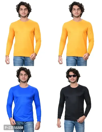 Stylish Fancy Polycotton Solid Round Neck T-Shirts For Men Pack Of 4-thumb0