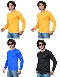 Stylish Fancy Polycotton Solid Round Neck T-Shirts For Men Pack Of 4-thumb1