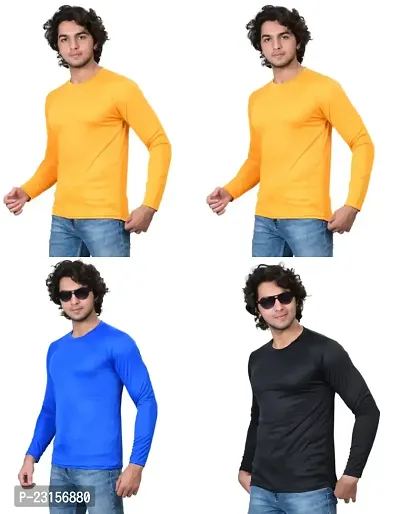 Stylish Fancy Polycotton Solid Round Neck T-Shirts For Men Pack Of 4-thumb2