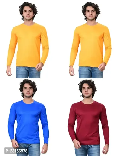 Stylish Fancy Polycotton Solid Round Neck T-Shirts For Men Pack Of 4