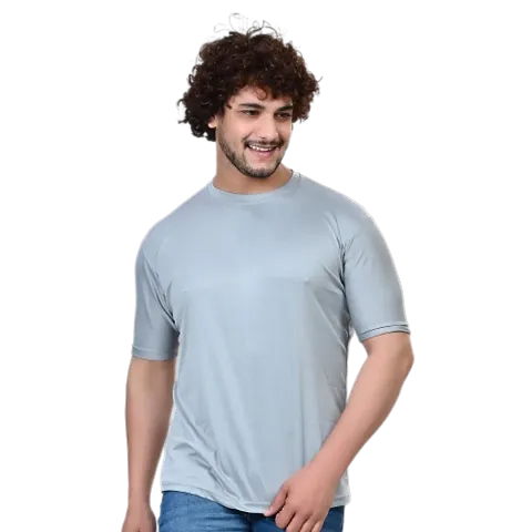 Solid Round Neck Half Sleeves T Shirt For Men