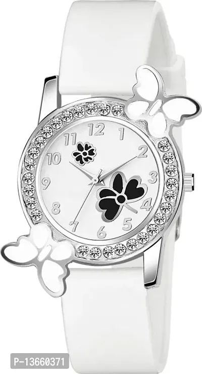 Stylish White Synthetic Leather Analog Watches For Women-thumb0