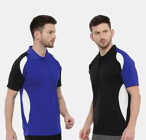Stylish Polyester Color Blocked Polo T-Shirt Combo