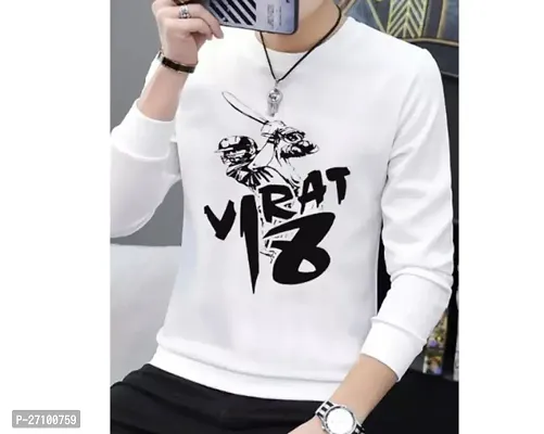 Comfortable White Polyester Round Neck Tees For Men-thumb0