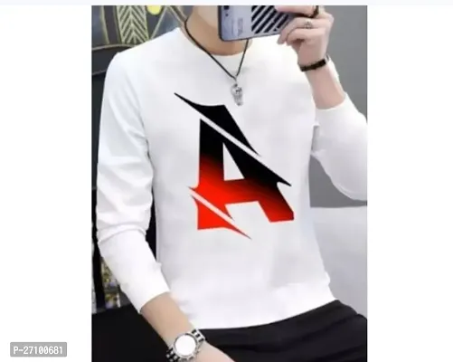 Comfortable White Polyester Round Neck Tees For Men-thumb0