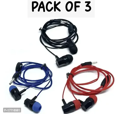 Earphone Pack of 3pc Red 1blue 1 black 1-thumb0