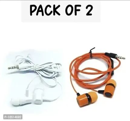 Earphone Pack of 2pc orange 1pc white 1pc-thumb0