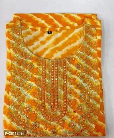 Stylish Yellow Rayon Printed Stitched Kurta For Women-thumb0