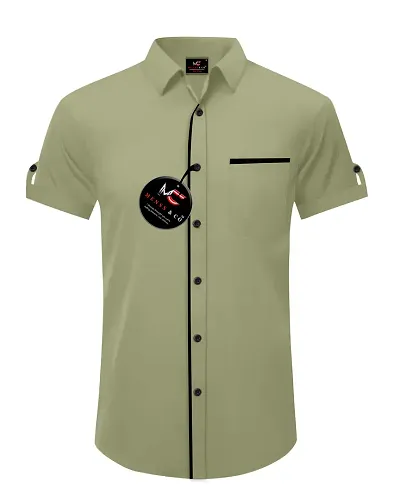 Classic Short Sleeves Solid Casual Shirt For Men