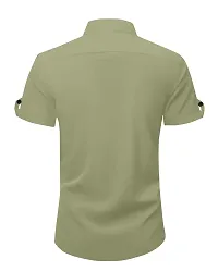 Classic Cotton Short Sleeves Solid Casual Shirt For Men-thumb2