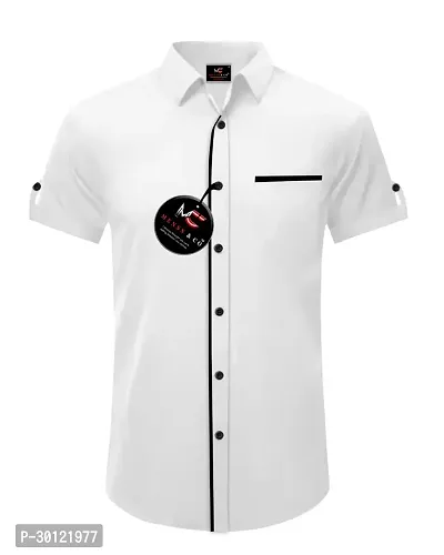 Classic Cotton Short Sleeves Solid Casual Shirt For Men